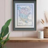 North America, old map, printed in 1852.