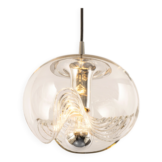 1 of 6 Large transparent glass pendant by Peill & Putzler, Germany, 1970s