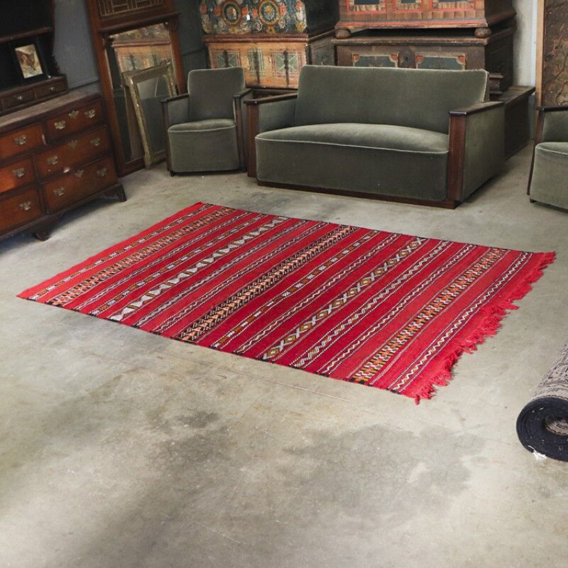 Vintage Kelim Rug in Red