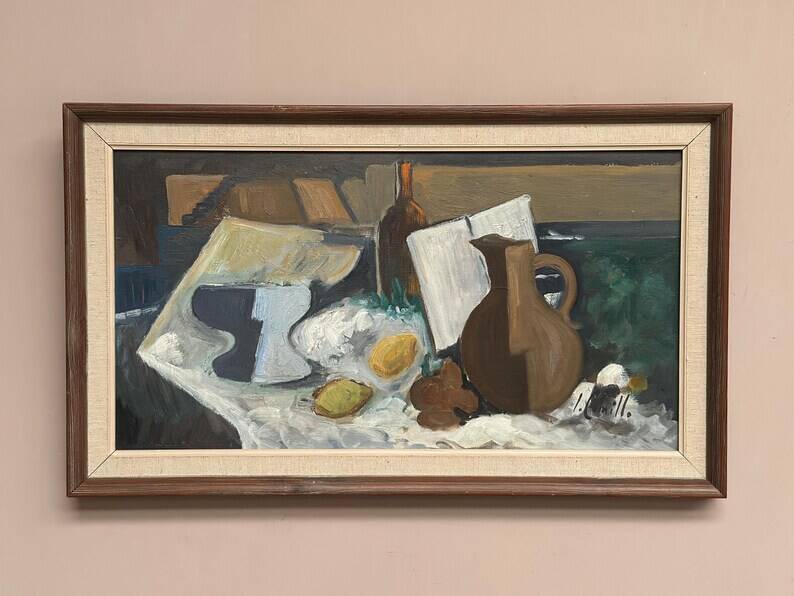 Original Swedish Oil on Canvas – “Still Life” by Inge Camill – Signed – Vintage & Framed – 57 × 34 cm (22.4" × 13.4")