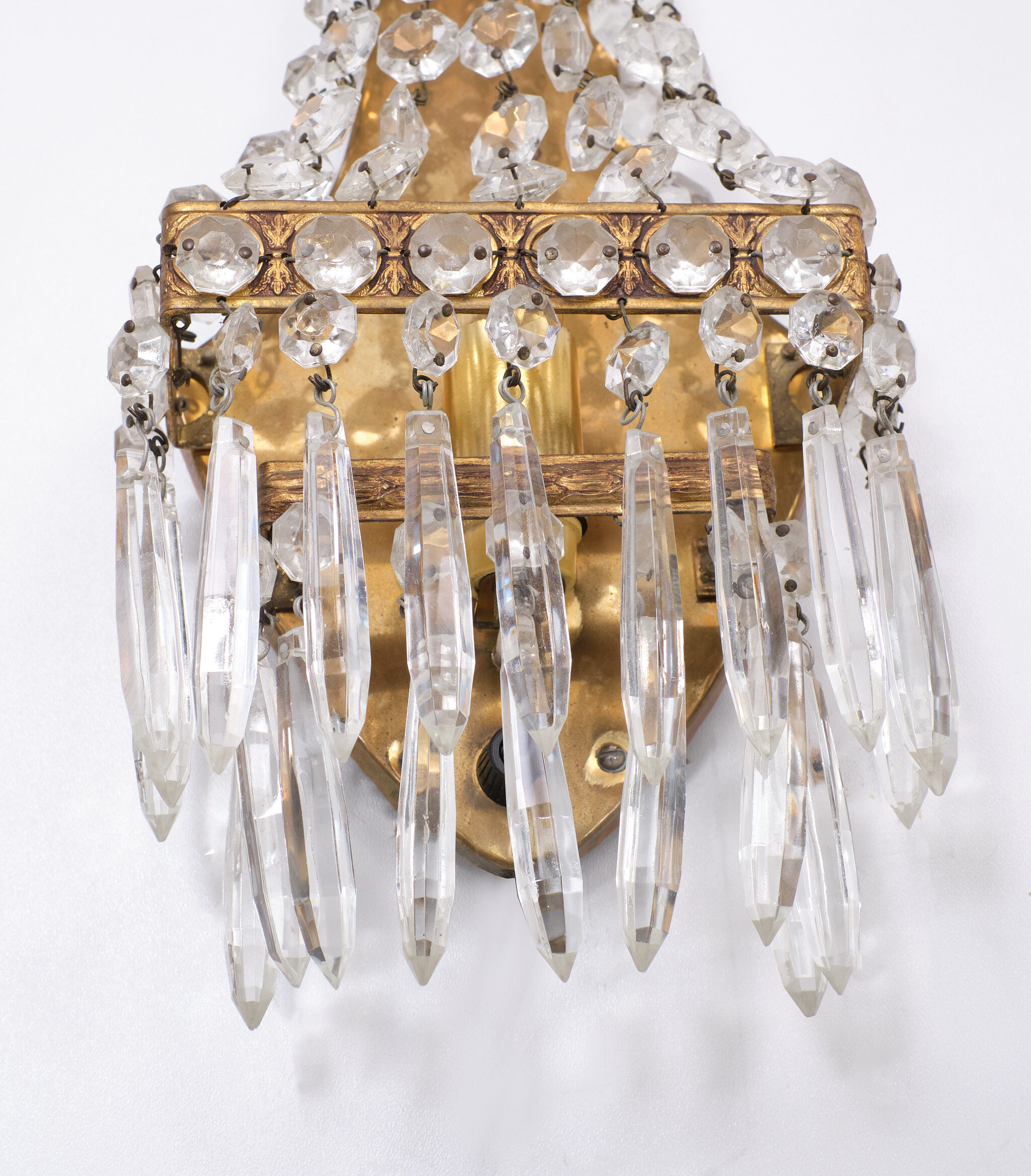 Pair of chrystal wall lights, 1950s, France