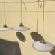 Trio vintage pendant light wavy opaline lampshade golden wires old light
