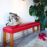 50s bench, wood and vinyl