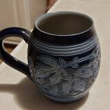 Vintage mug or tankard in Alsace blue enamel, numbered and signed Betschdorf