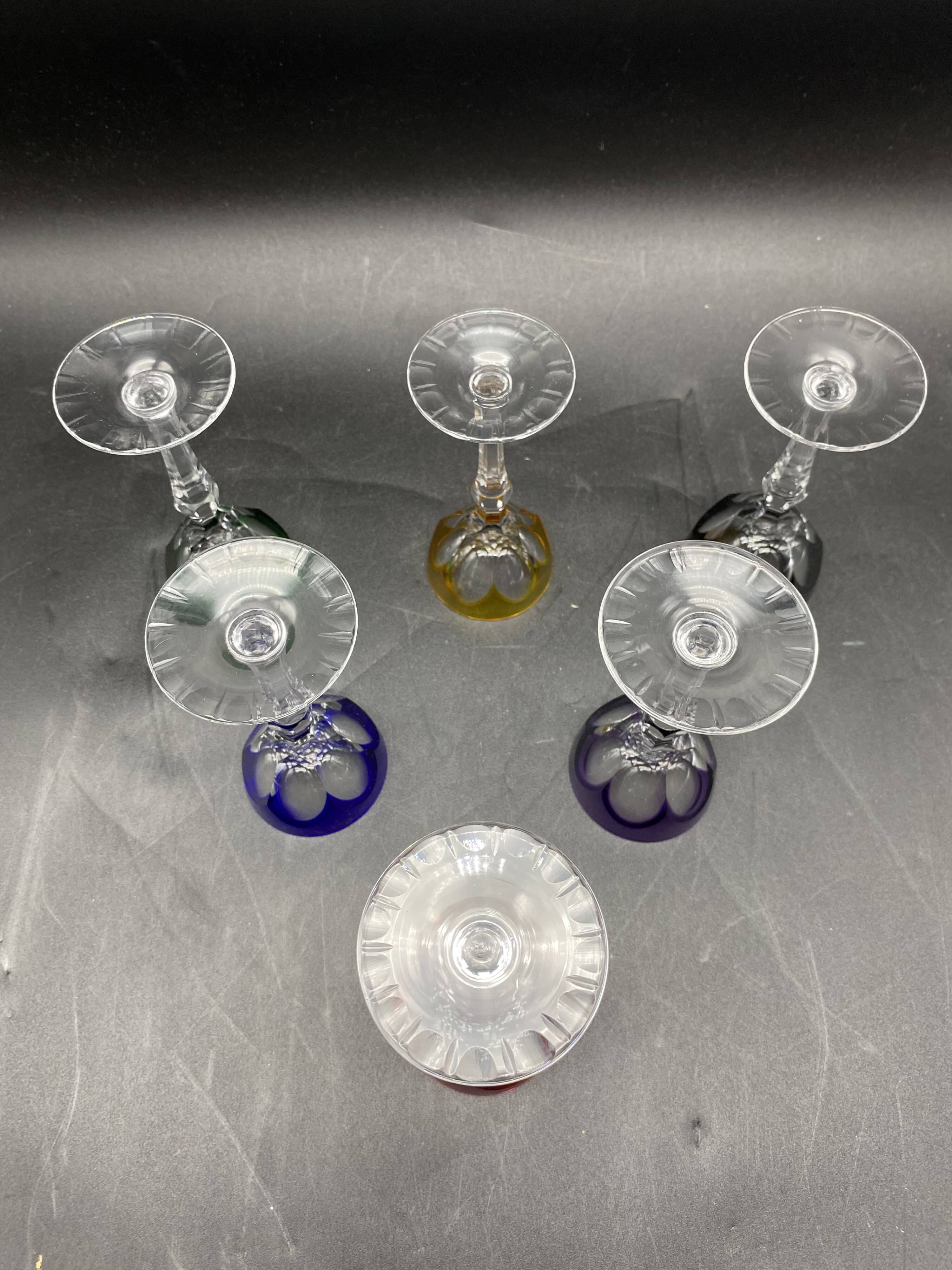 6 colored crystal port glass