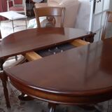 Table merisier pied central avec 2 rallonges