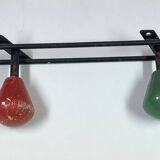 Round iron coat rack and wooden hooks 59 cm