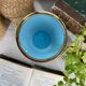 Vintage ice bucket in blue opaline and gold metal