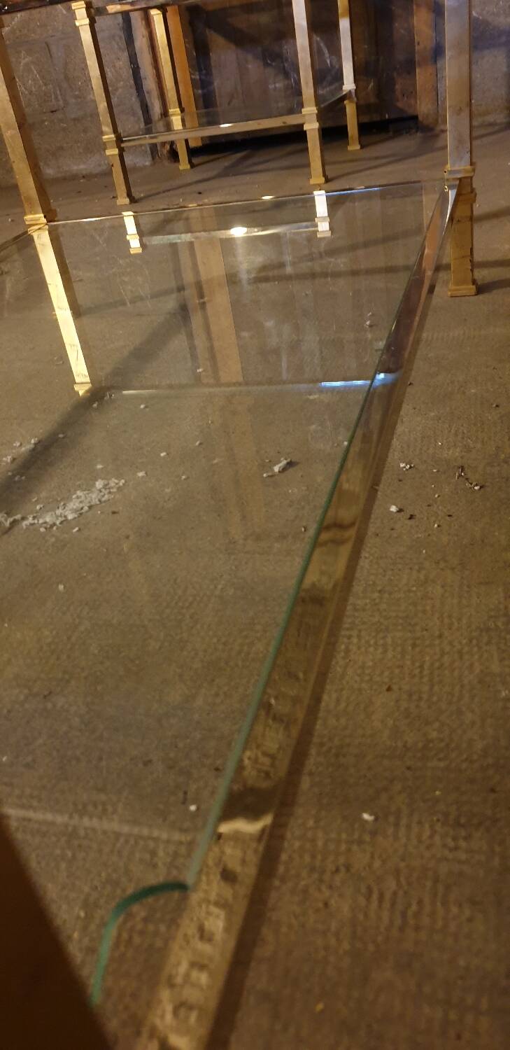 Glass and brass coffee table