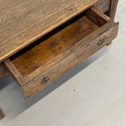 Old farmhouse table in solid oak, 1 drawer, France
