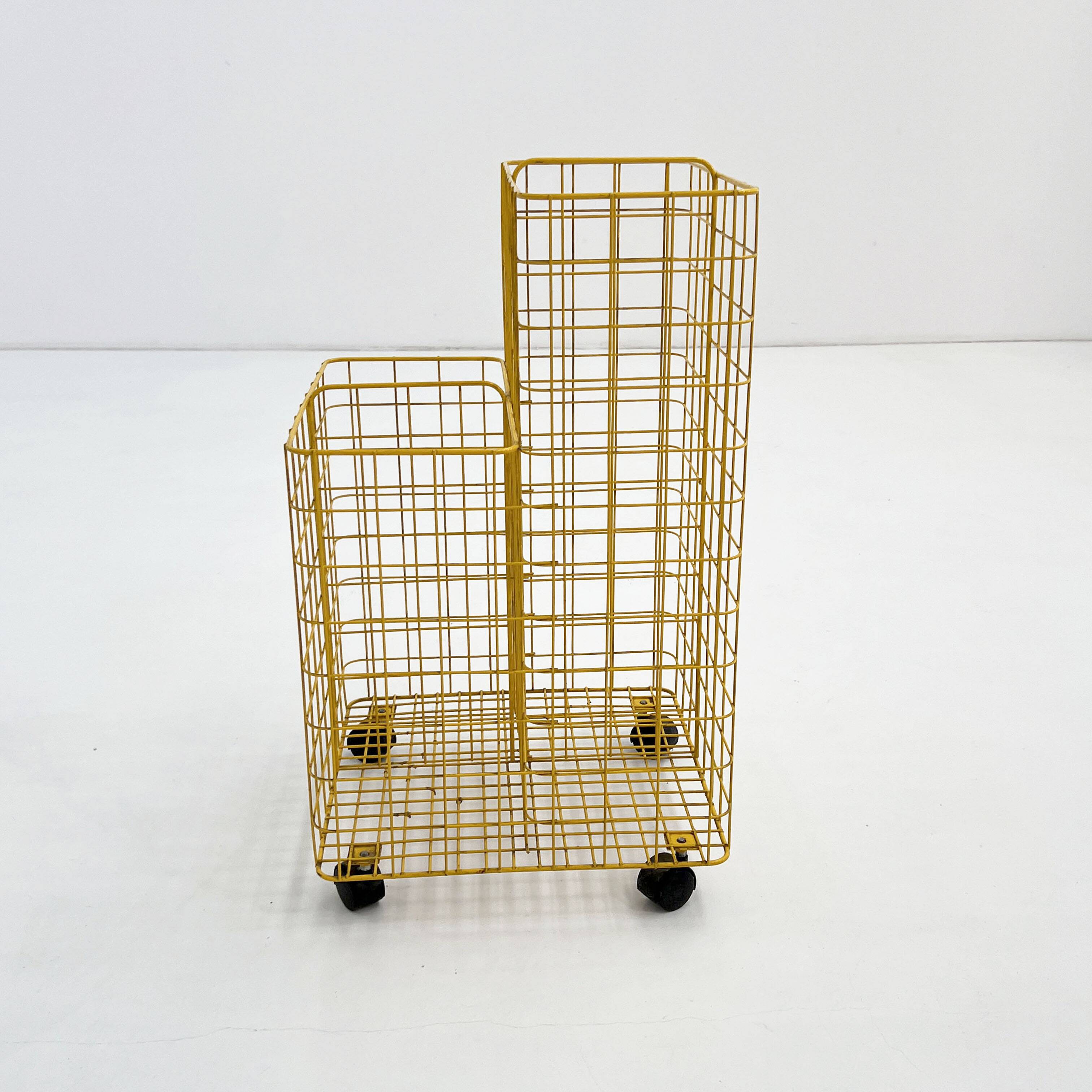 Yellow metal dessert trolley, 1980