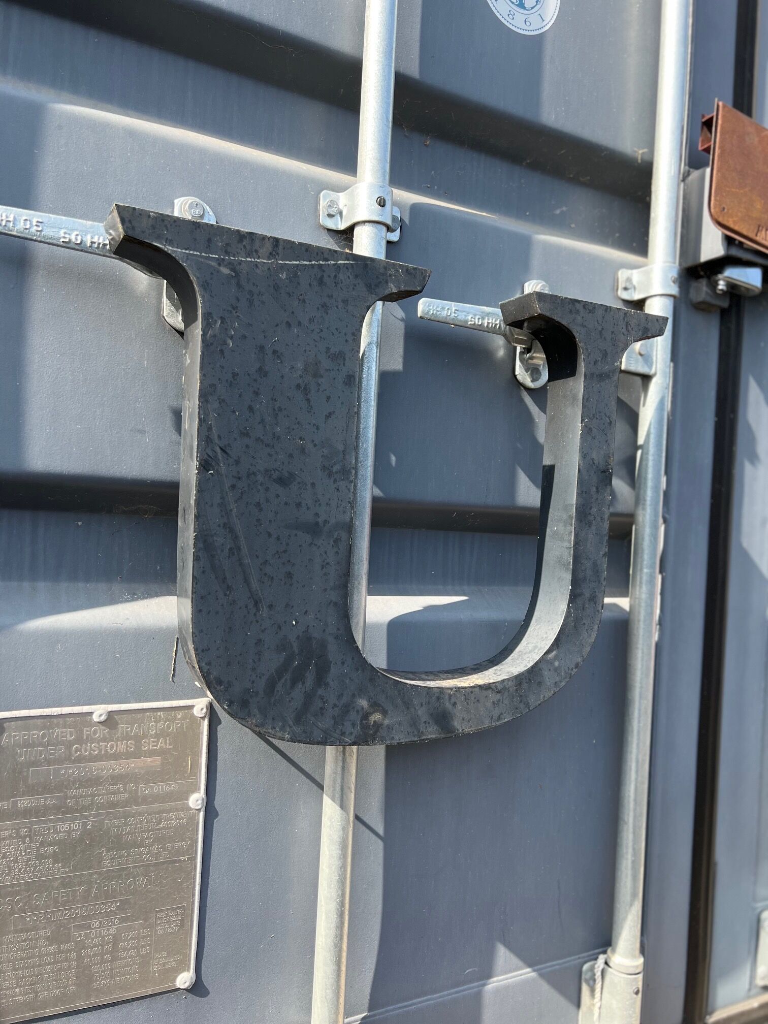 Letter u in galvanized metal