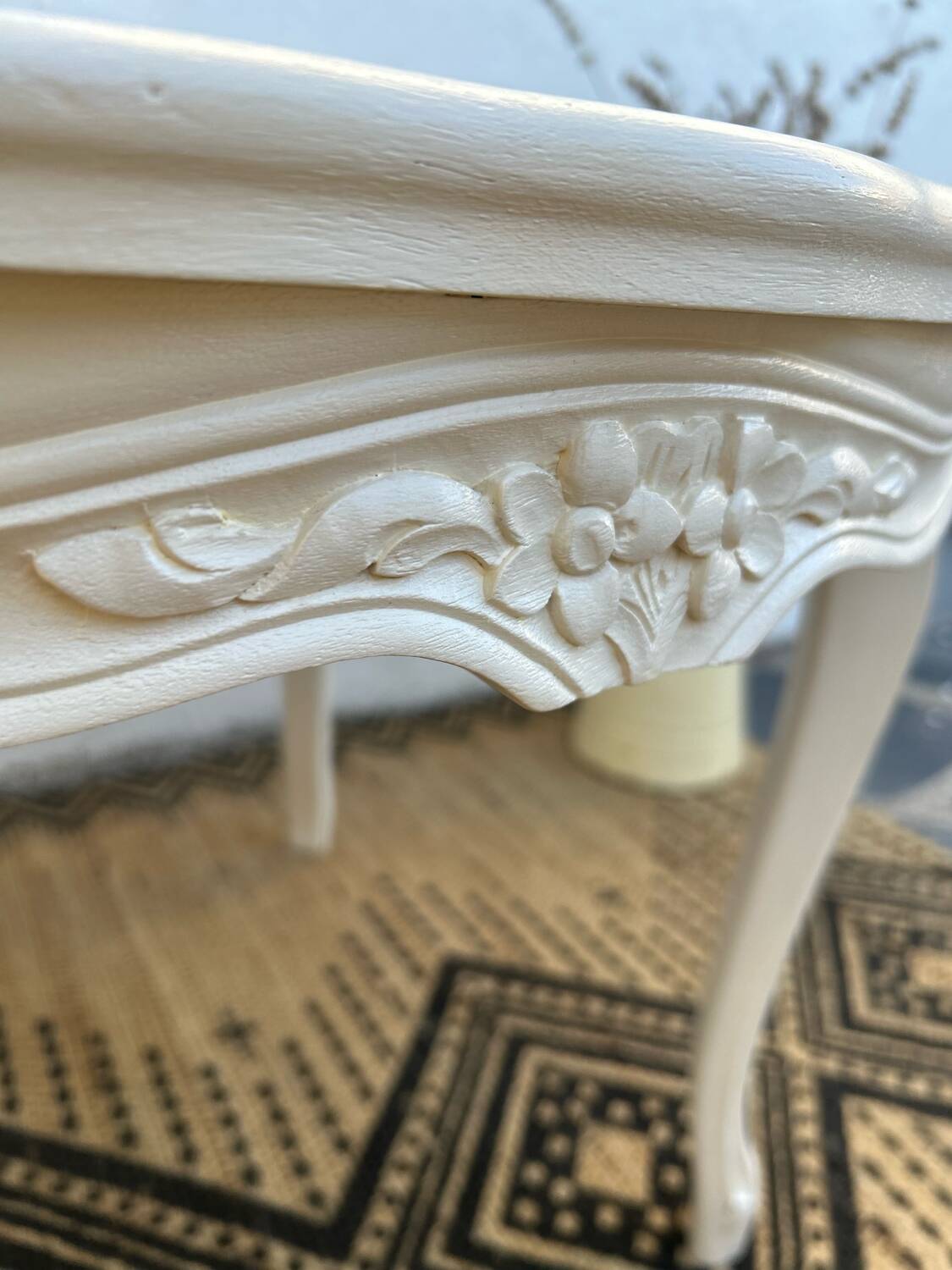 Round coffee table with cane