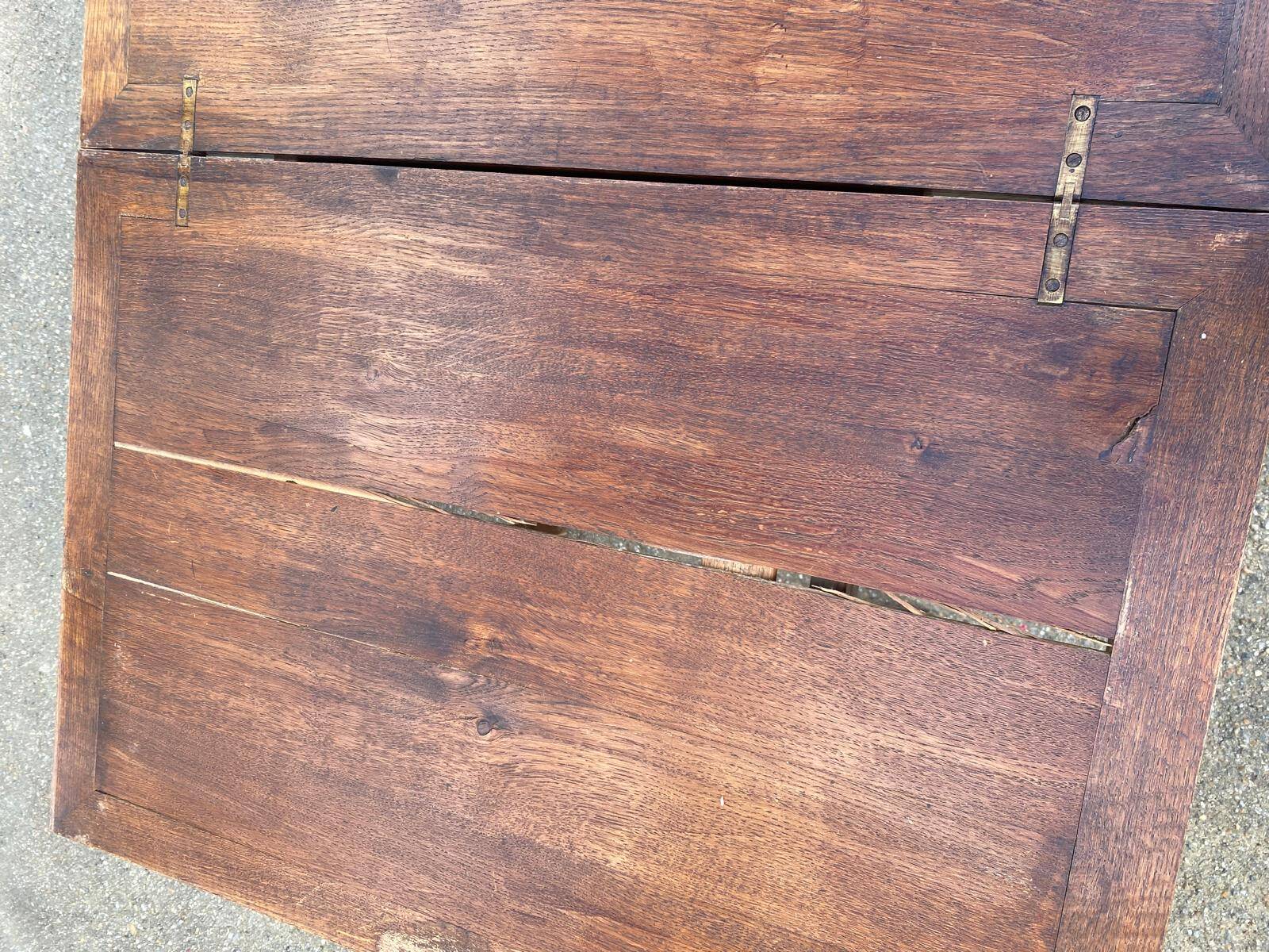 Scandinavian extendable dining table with storage in 19th-century oak.
