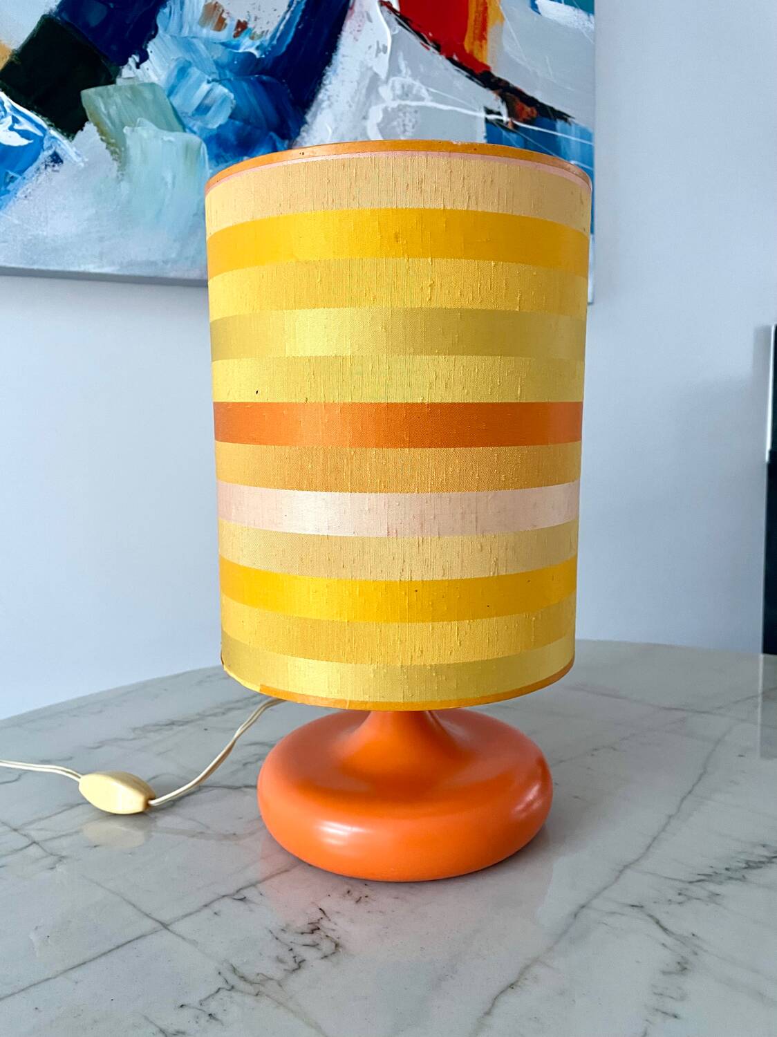 Vintage orange ceramic table lamp 1970