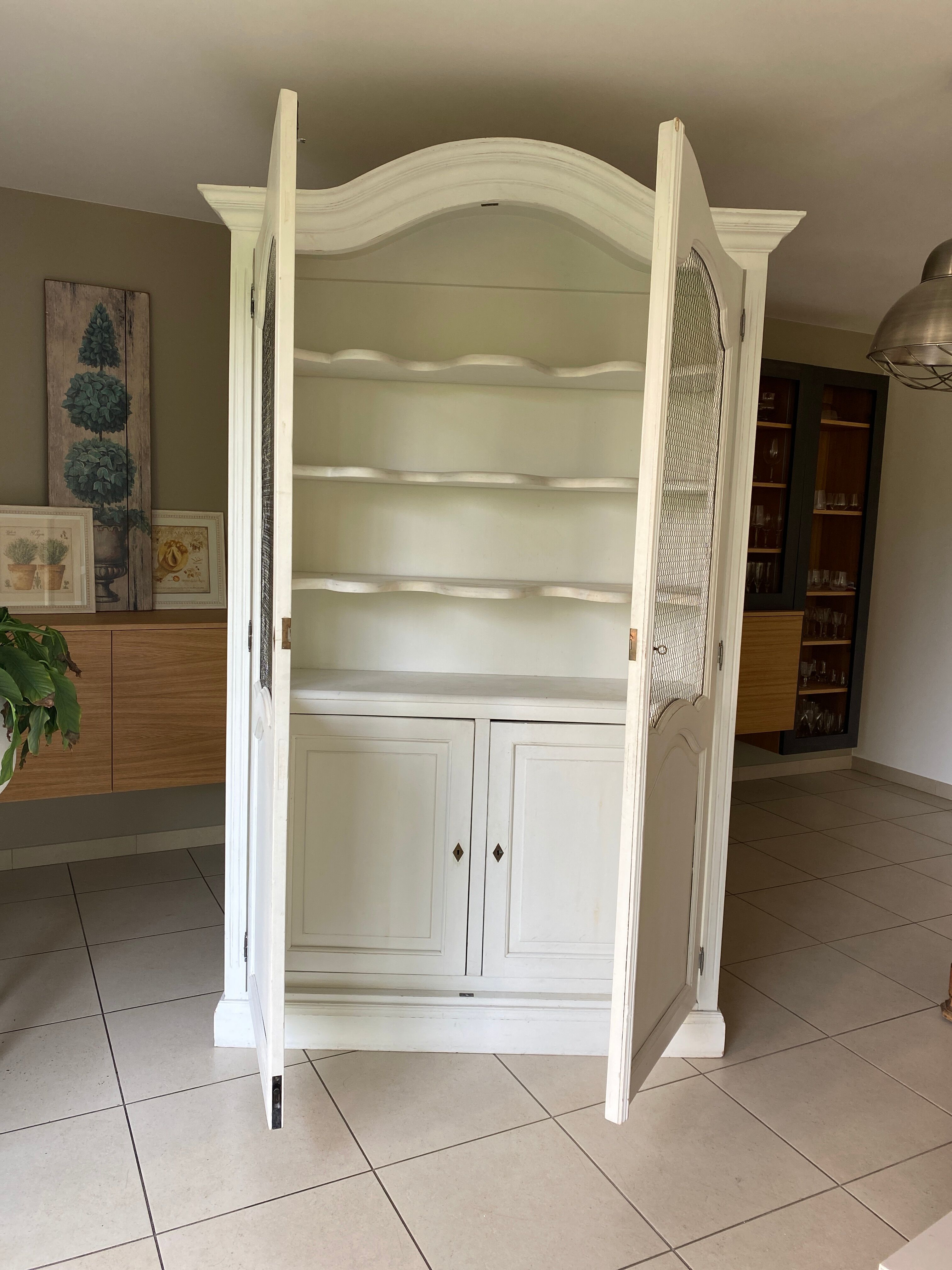 Vaisselier Blanc graphique Buffet Haut Armoire de Salon blanche - Ciel