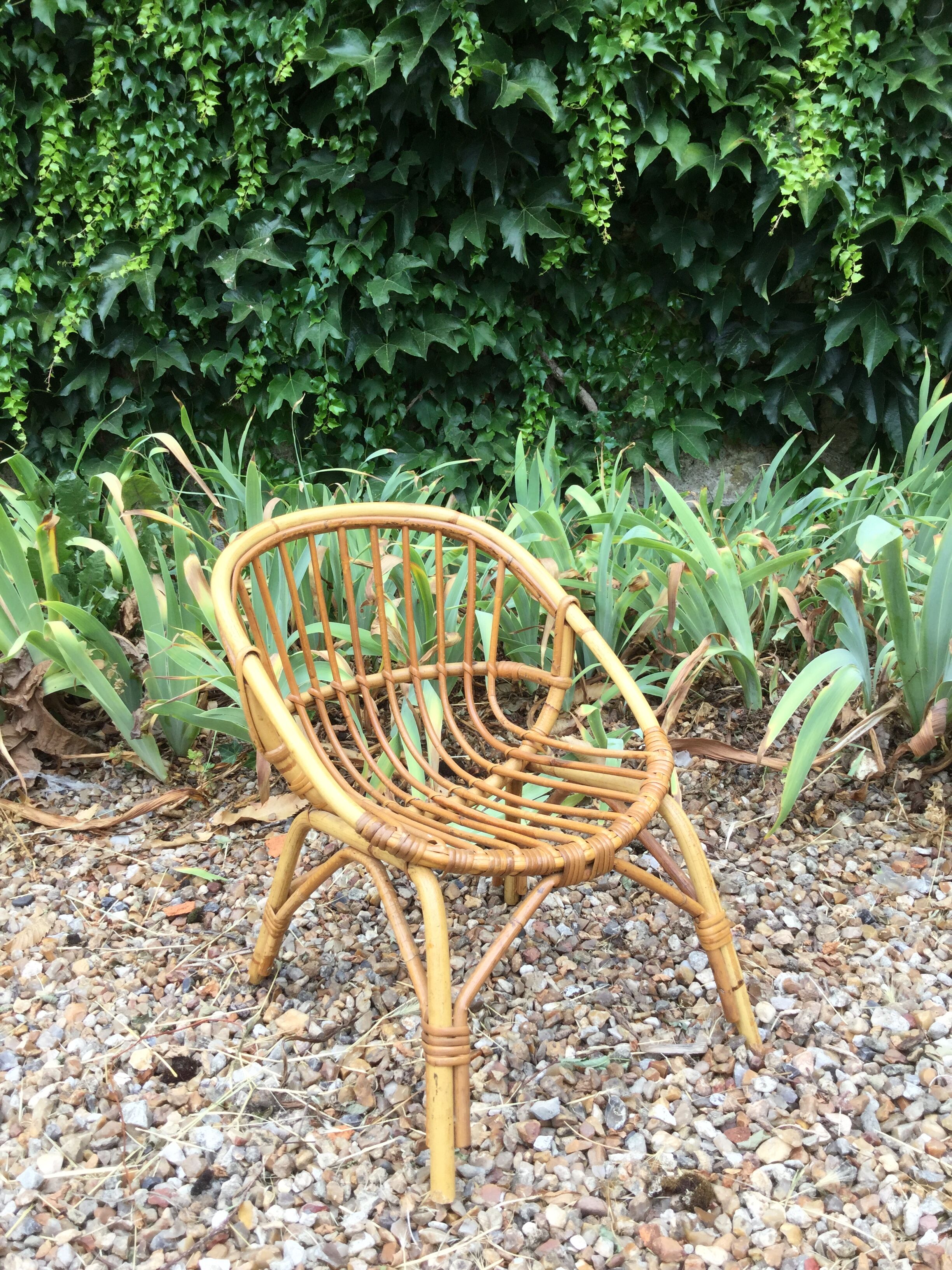 Children's basket rattan chair