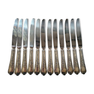12 couteaux de table Frionnet François en métal argenté