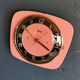 Vintage formica clock silent trapeze wall pendulum "Odo pink black"