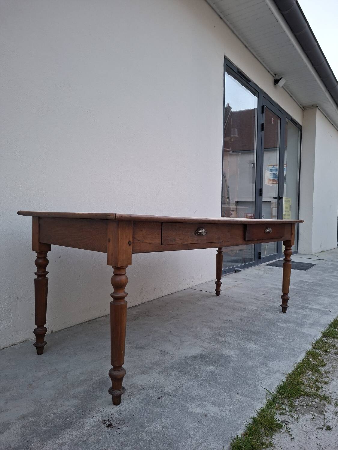 Old shop/work table with 2 drawers, Louis Philippe legs.