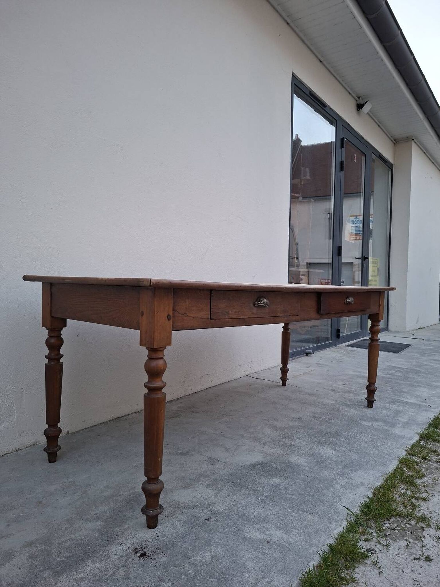 Table de métier ancienne, 2 tiroirs, piètements Louis Philippe
