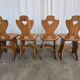 Vintage Alpine Wooden Chairs (Set of 4) Heart Cut-Out