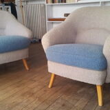 Chair organic 50s Danish blue and beige