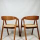 Vintage dining chairs oak wood yellow mellow Boho upholstery