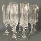 Set of 10 crystalline champagne flutes cut