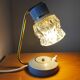 Mid-Century glass and brass lamp
