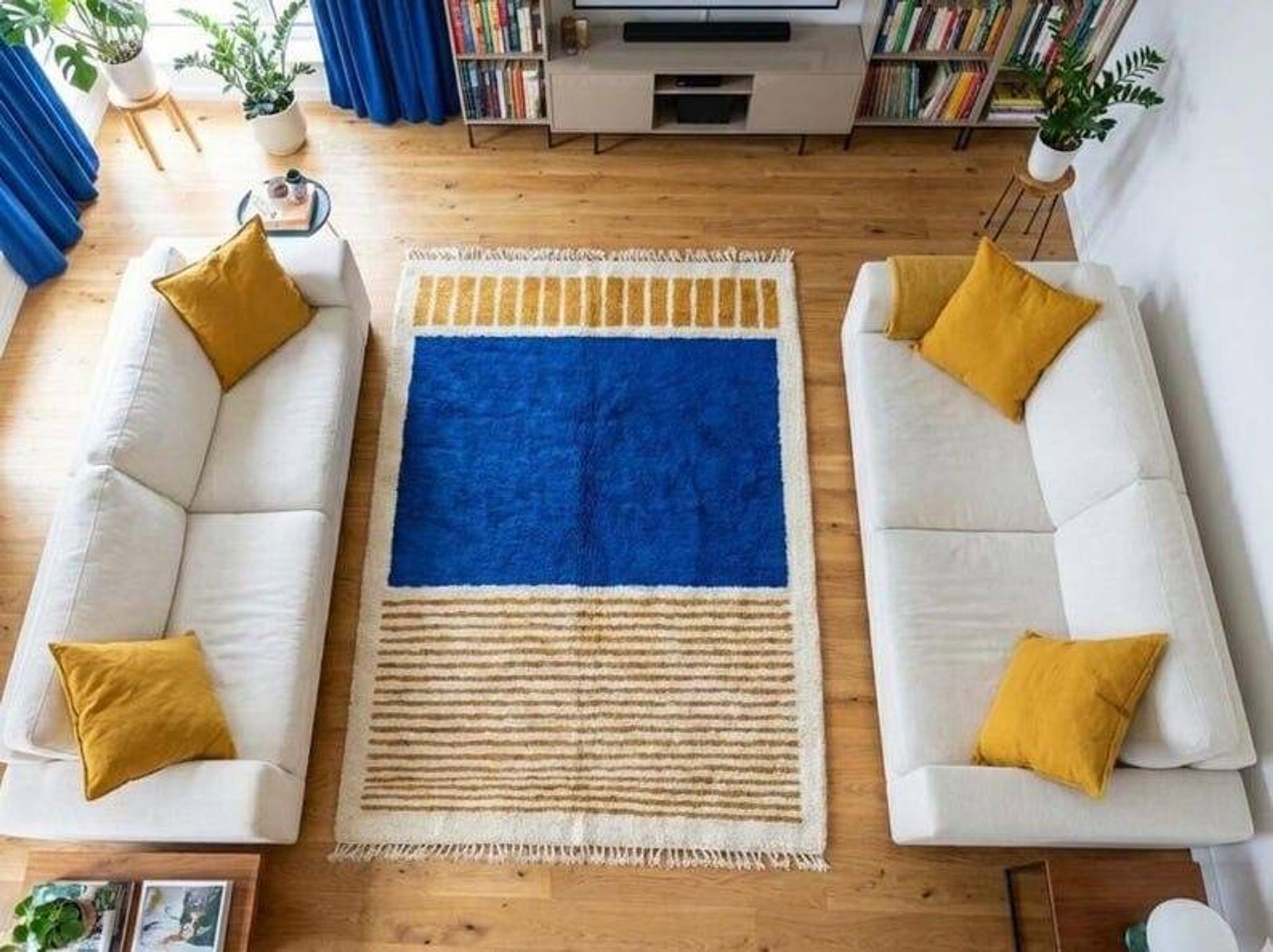 Tapis traditionnel en laine pure fait main à motifs colorés