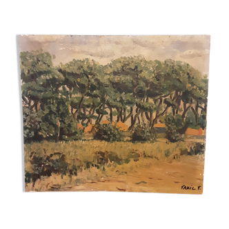 Huile au couteau ancienne sur toile