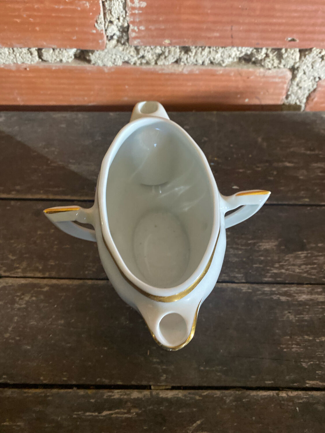 Double Sauce Boat Antique Gras & Maigre White Porcelain #D907