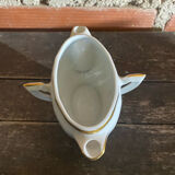 Double Sauce Boat Antique Gras & Maigre White Porcelain #D907