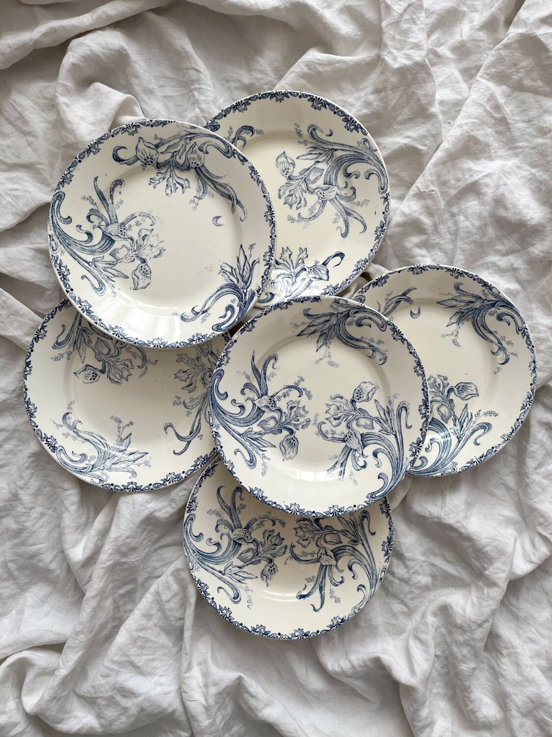 6 “Iris” Clairefontaine ironstone dessert plates