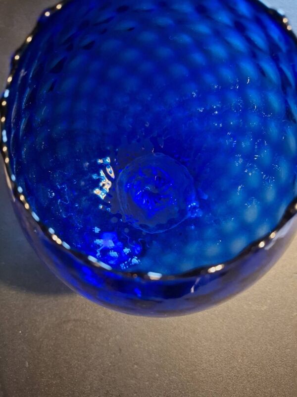 Vase vintage en verre bleu cobalt Empoli