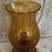 Photophore in bubble glass and hand-blown golden yellow signed vintage biot