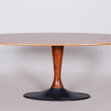 Table ovale tchèque en palissandre du milieu du siècle avec base en fonte, années 1950