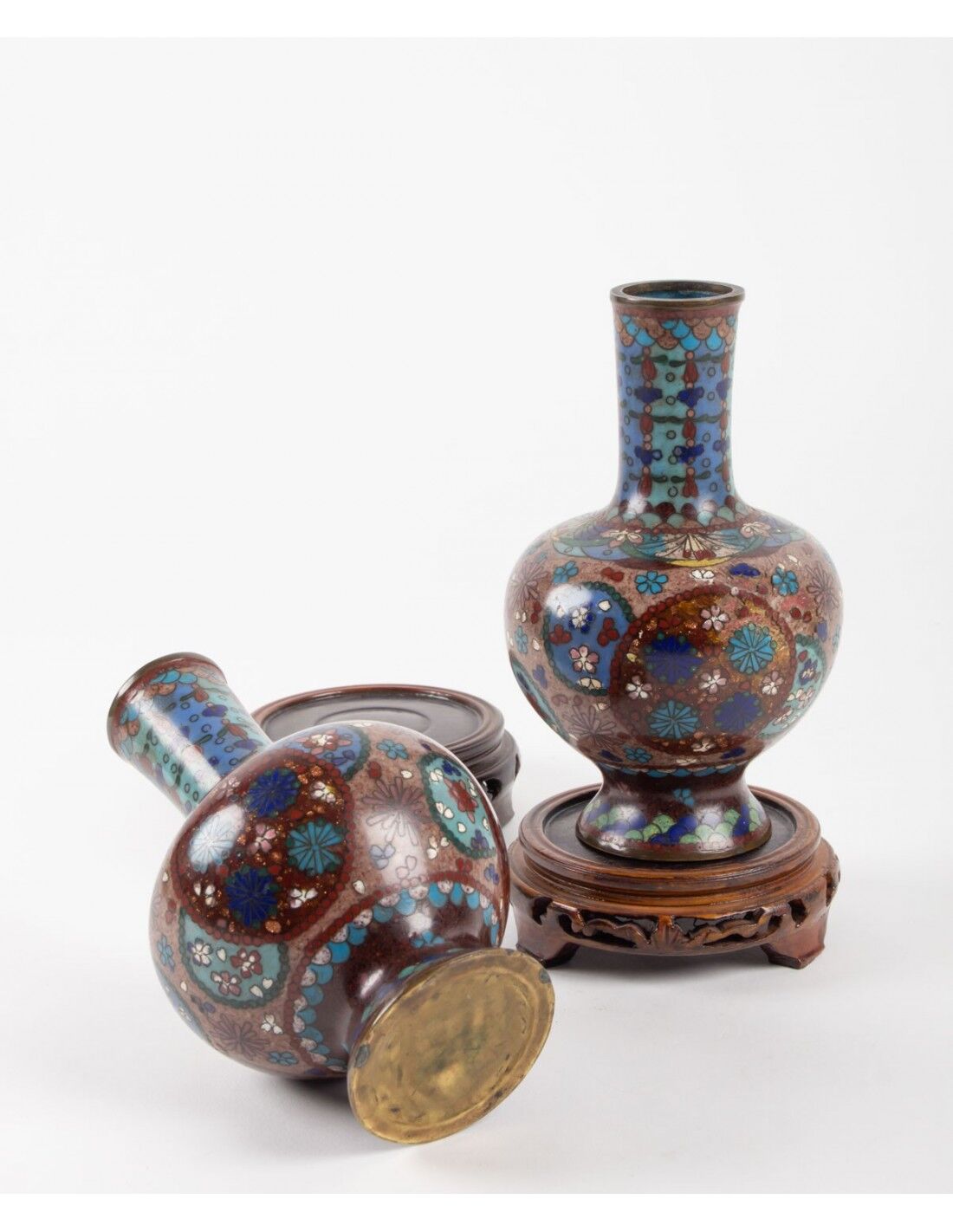 Pair of cloisonné bronze vases, china, xixth century