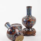 Pair of cloisonné bronze vases, china, xixth century