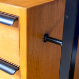 Desk in oak and lacquered metal 1970s