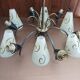 Hanging lamp 6 branches tulips vintage glass 50/60
