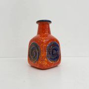 Scheurich West Germany Bay ceramic vase orange with blue fossils, 1970s