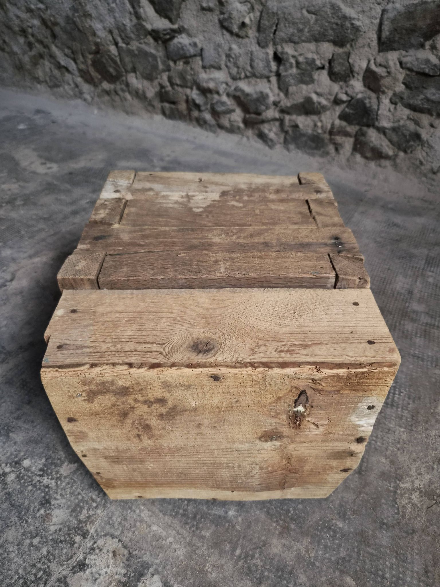 French antique oak safe, lockable rustic chest, circa 1750–1850.
