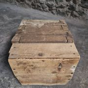 French antique oak safe, lockable rustic chest, circa 1750–1850.