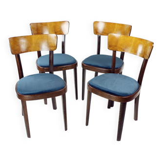 Ensemble de quatre chaises de salle à manger Tatra, Tchécoslovaquie, années 1950.