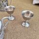 Vintage glass and silver metal breakfast set