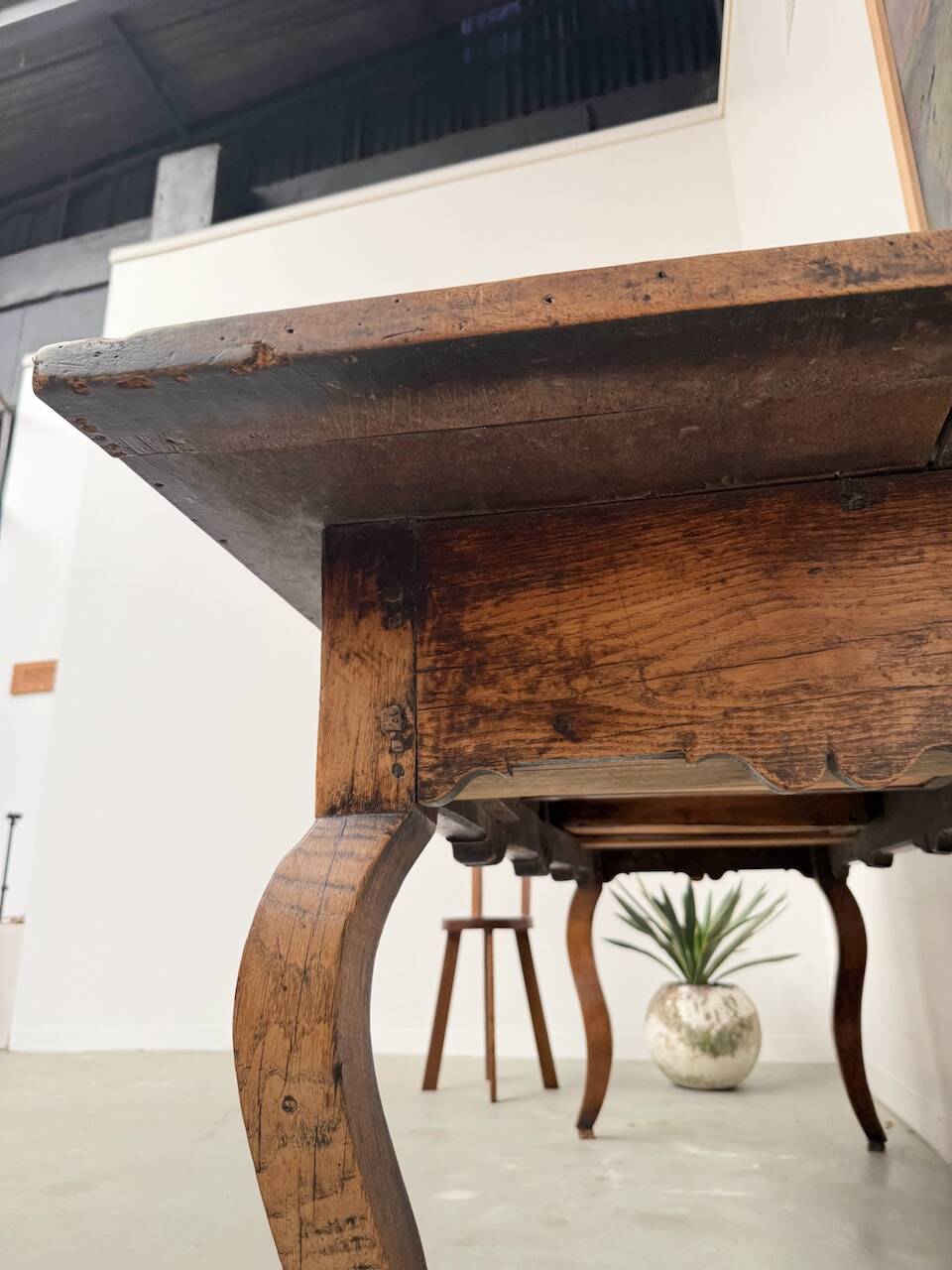 19th century walnut drapery table 2m1