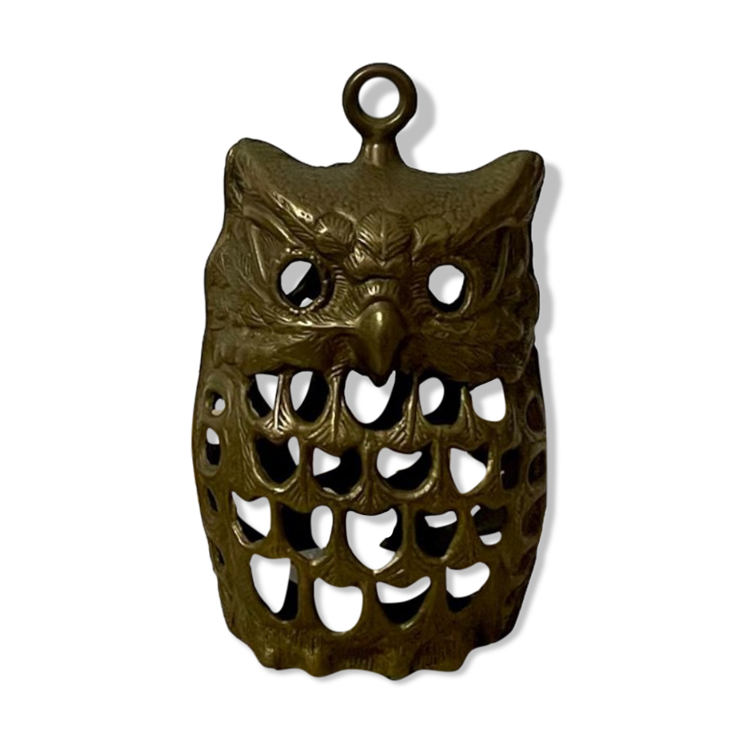 Brass owl tealight holder