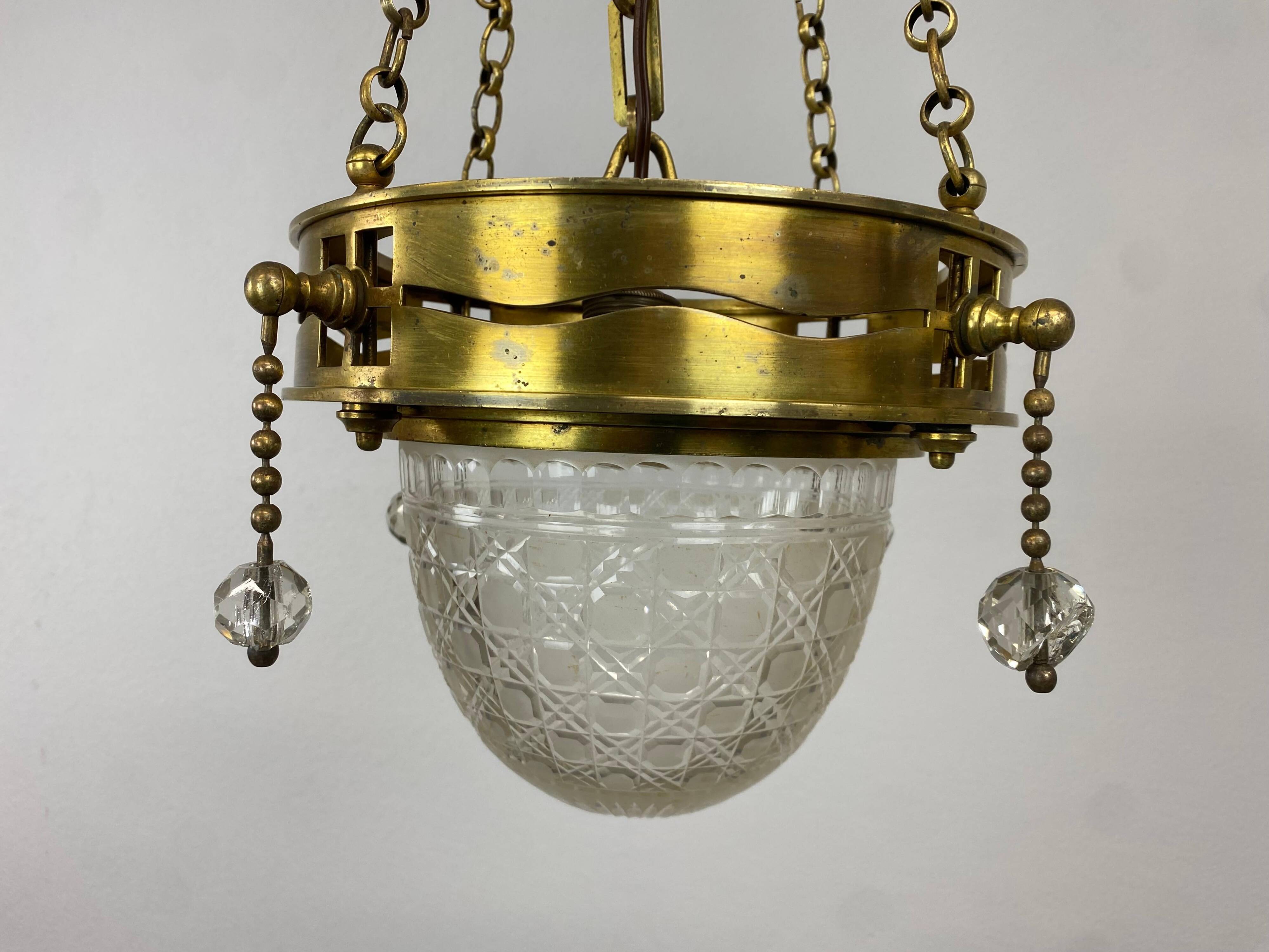 Suspended brass art from the Vienna Secession by Kolo Moser.